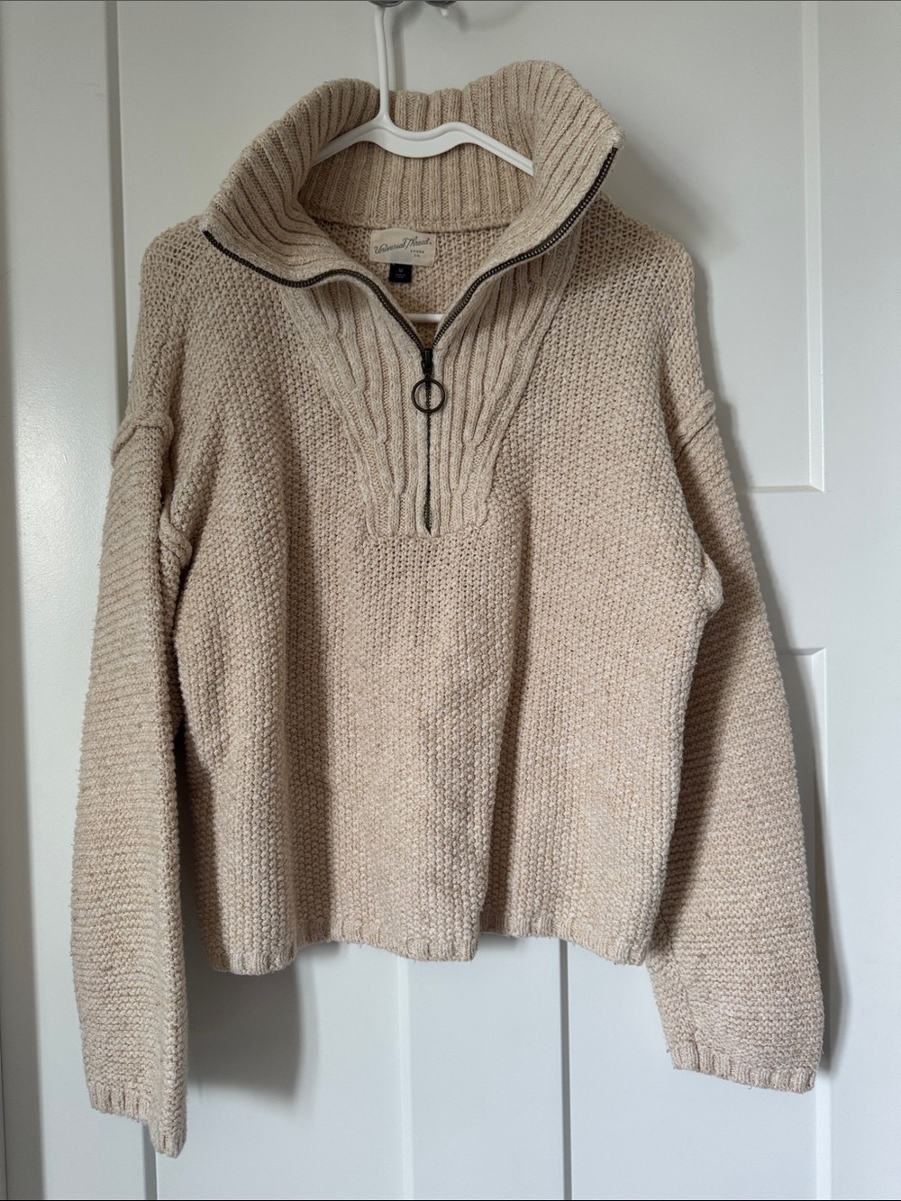 Universal Thread Cream Half-Zip Cable Turtleneck Sweater
